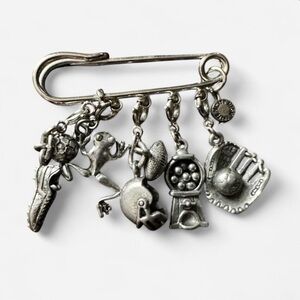 2000s Pewter Sports Charm Brooch/Pin